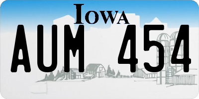 IA license plate AUM454