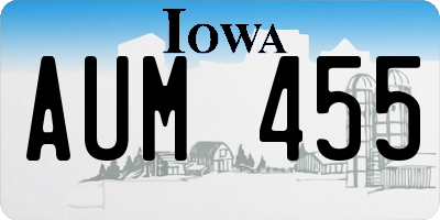 IA license plate AUM455