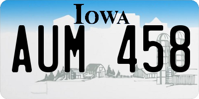 IA license plate AUM458