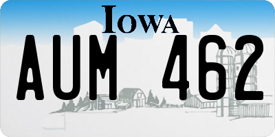 IA license plate AUM462