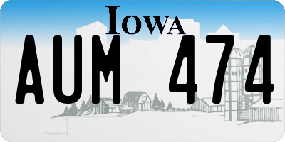 IA license plate AUM474