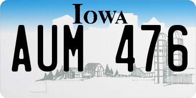IA license plate AUM476
