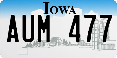 IA license plate AUM477