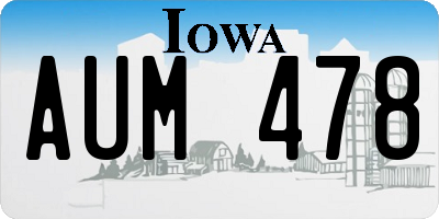 IA license plate AUM478