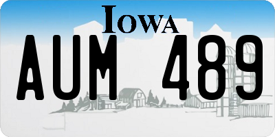 IA license plate AUM489