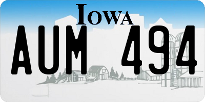 IA license plate AUM494