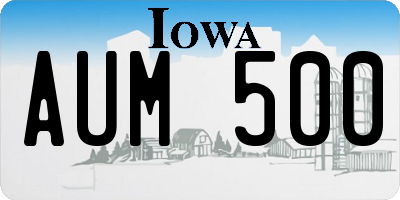 IA license plate AUM500