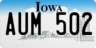 IA license plate AUM502