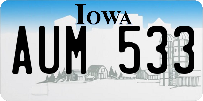 IA license plate AUM533