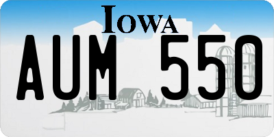 IA license plate AUM550