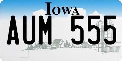 IA license plate AUM555