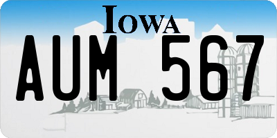 IA license plate AUM567