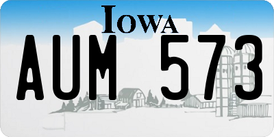 IA license plate AUM573