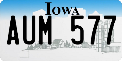 IA license plate AUM577