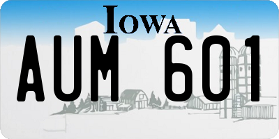 IA license plate AUM601