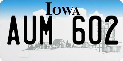 IA license plate AUM602