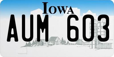IA license plate AUM603