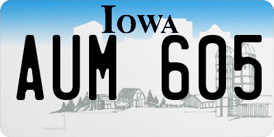 IA license plate AUM605