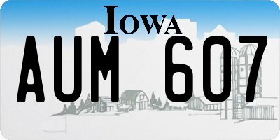 IA license plate AUM607