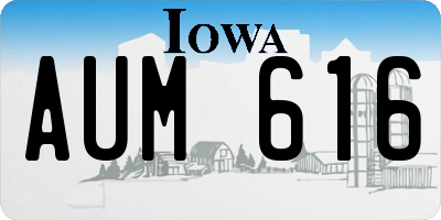 IA license plate AUM616