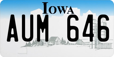 IA license plate AUM646