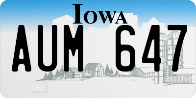 IA license plate AUM647