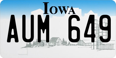 IA license plate AUM649