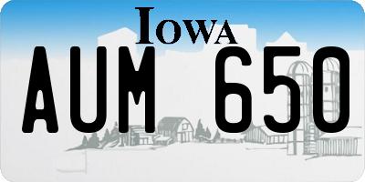 IA license plate AUM650
