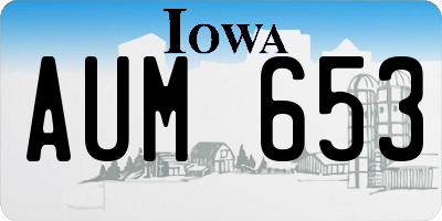 IA license plate AUM653