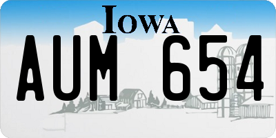 IA license plate AUM654