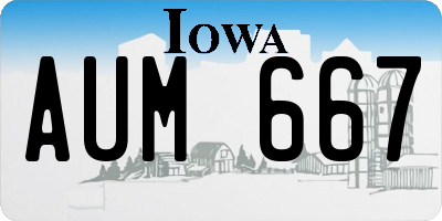 IA license plate AUM667