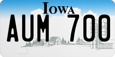 IA license plate AUM700