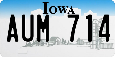 IA license plate AUM714