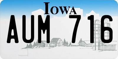 IA license plate AUM716