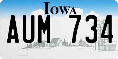 IA license plate AUM734