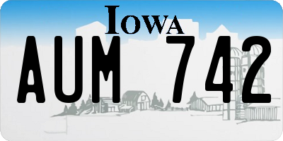 IA license plate AUM742