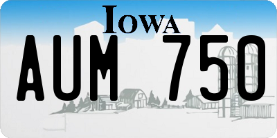 IA license plate AUM750