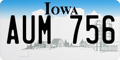 IA license plate AUM756