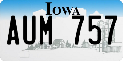 IA license plate AUM757