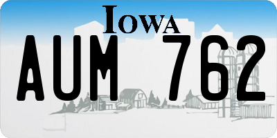 IA license plate AUM762