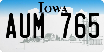 IA license plate AUM765