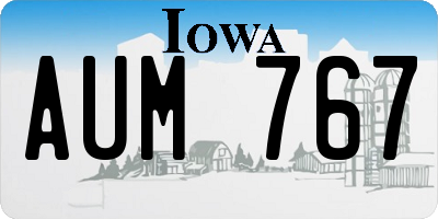 IA license plate AUM767
