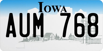 IA license plate AUM768