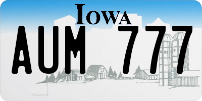 IA license plate AUM777