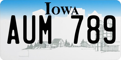 IA license plate AUM789