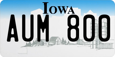 IA license plate AUM800