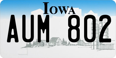 IA license plate AUM802