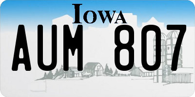 IA license plate AUM807