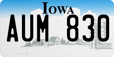 IA license plate AUM830