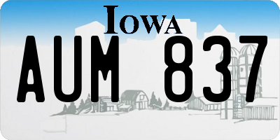 IA license plate AUM837